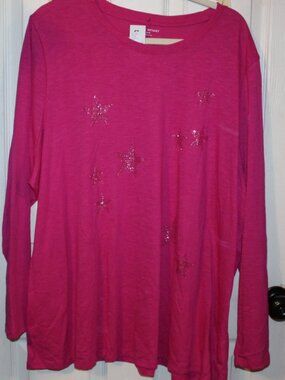 NWT Lane Bryant Bright Pink with bling starts top  size 26/28